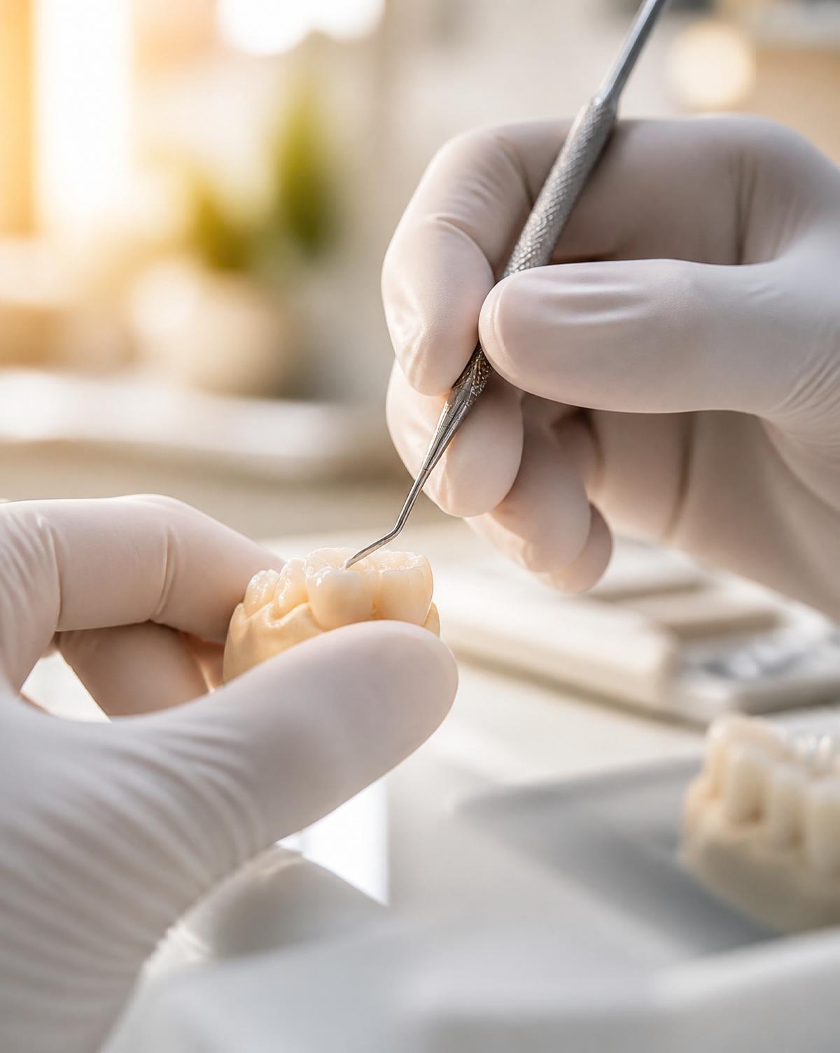 Dentista trabalhando com precisão